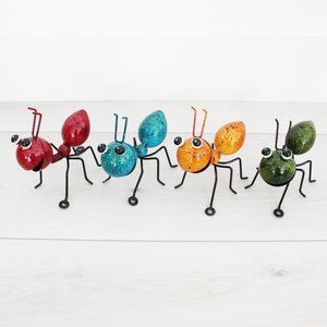 NEW Set of 4 Metal Ants Insect Bobble Head Outdoor Garden Backyard Figurines Art